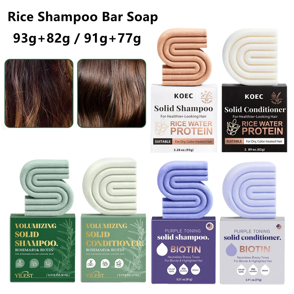 Rice Shampoo Bar soap Natural Organic Rice Water Soap Shampoo Bar for Hair Growth Conditioner Bar Strengthening Hair