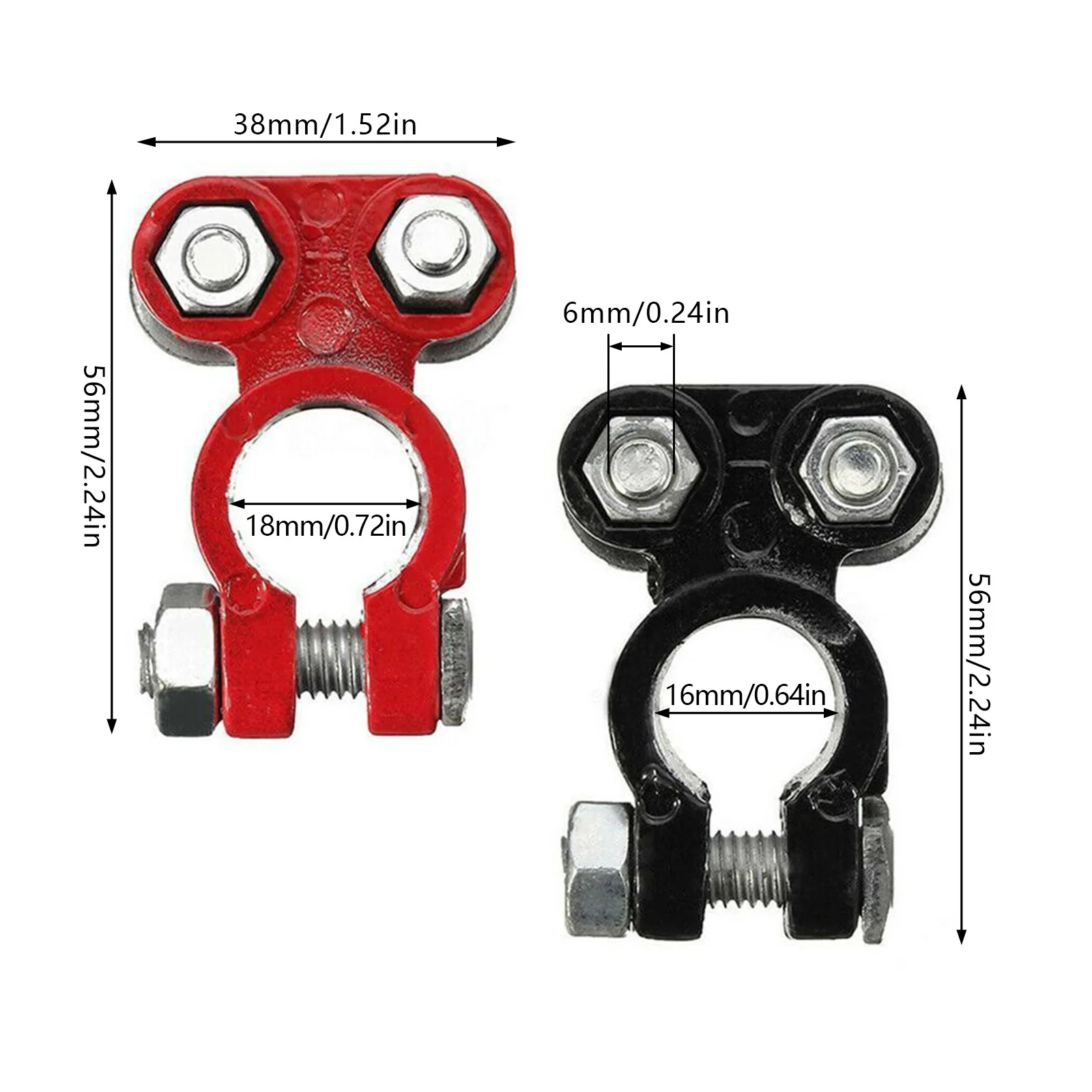 2pcs Car Boat Truck Battery Terminal Clamp Pile Alloy Head Automotive Connector Clip Aluminum-magnesium Terminal Battery