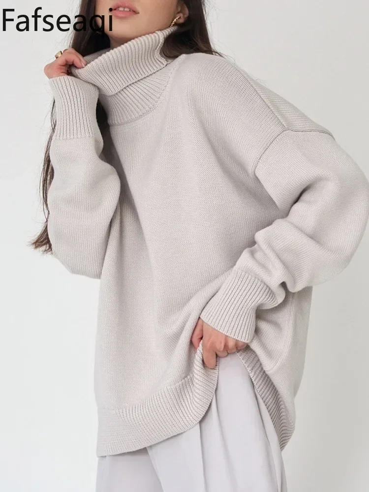 White Knitted Top for Women Oversize Sweaters 2024 Winter Loose Thick Warm Green Sweater Basic Women\'s Pullovers Baggy Jumpers