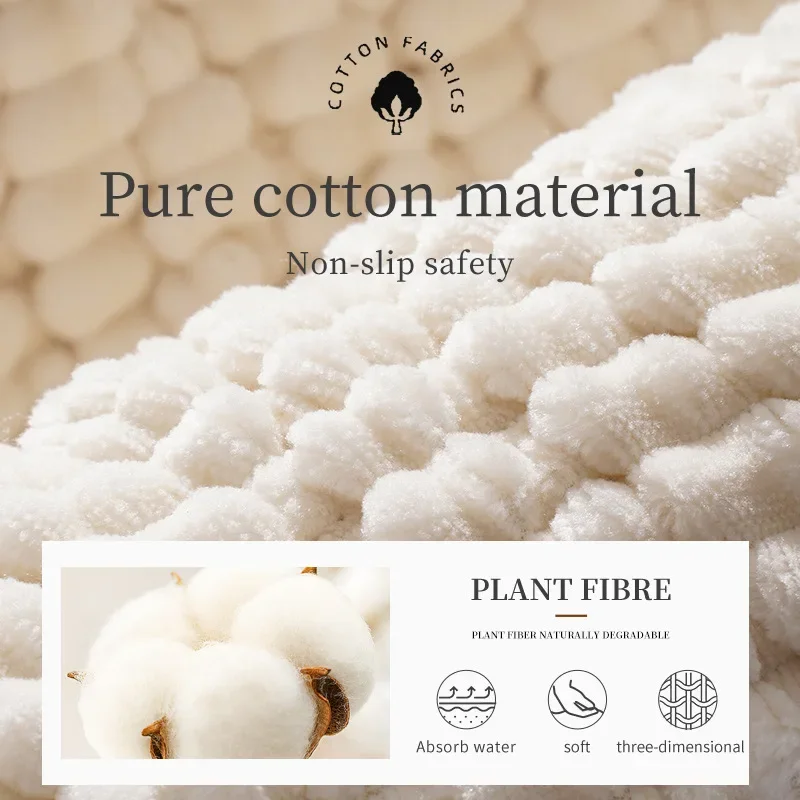 Soft Flannel Memory Foam Bath Rug - Quick Water Absorption, Double-Sided Anti-Slip Bath Mat with Instep Strap, Bathroom Carpet