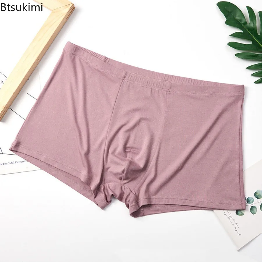

Men's Modal Underwear Seamless Ice Silk Solid Color Boxers Underpants Ultra-thin Sexy Underwear Summer Cool Trunk Shorts Male