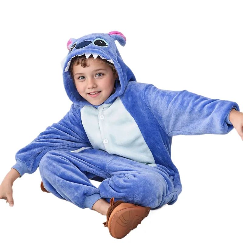 Lilo Stitch Cosplay Costume Boys Girls Spiderman Pajamas Plush Winter Warm Clothes for Boys Girls Halloween Christmas Gifts