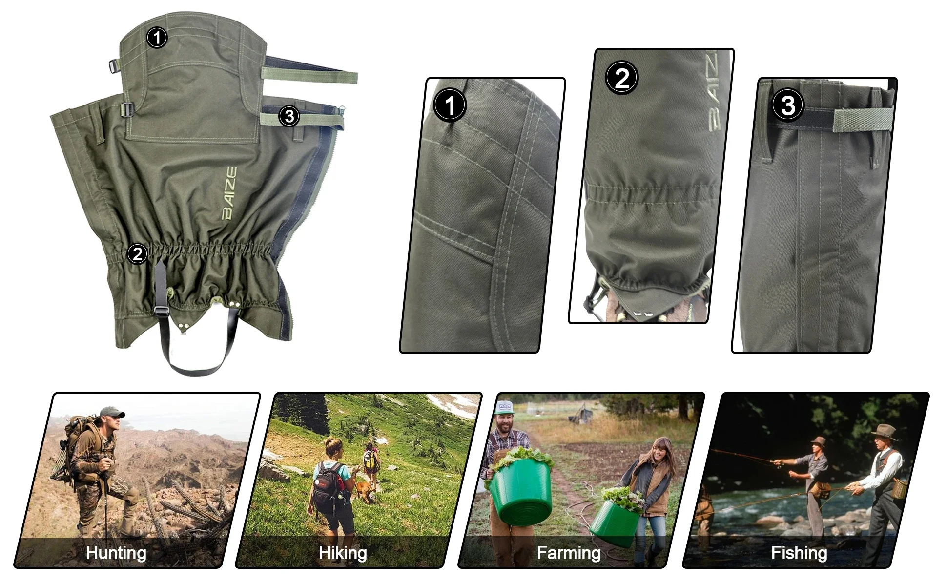 Taktische Beinmanschetten Wasserdichter Oxford-Stoff Knie-Beinschutz Reißfest Verstellbar Atmungsaktiv Outdoor-Schuhüberzug für die Jagd – Detail 6
