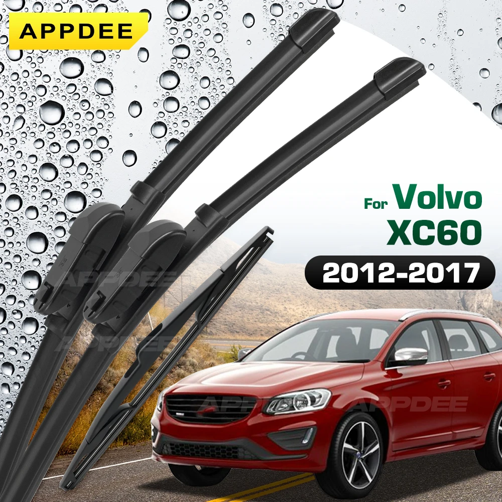 

Silicone & rubber LHD&RHD Front & Rear Wiper Blades Set For Volvo XC60 2012 - 2017 Windshield Windscreen Window Brushes