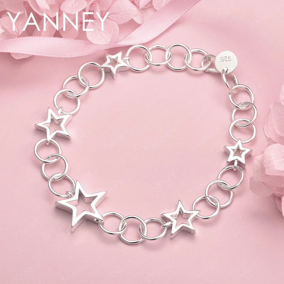 

Изысканный браслет-звезда из стерлингового серебра 925 пробы, 8 дюймов, для женщин, модные ювелирные украшения для свадебных вечеринок