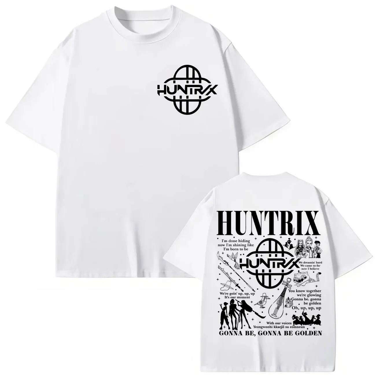 

KPop Demon Hunters Double Sided Print T-shirt Men Women Fashion Vintage Short Sleeve T-shirts Summer Casual Loose Cotton T Shirt