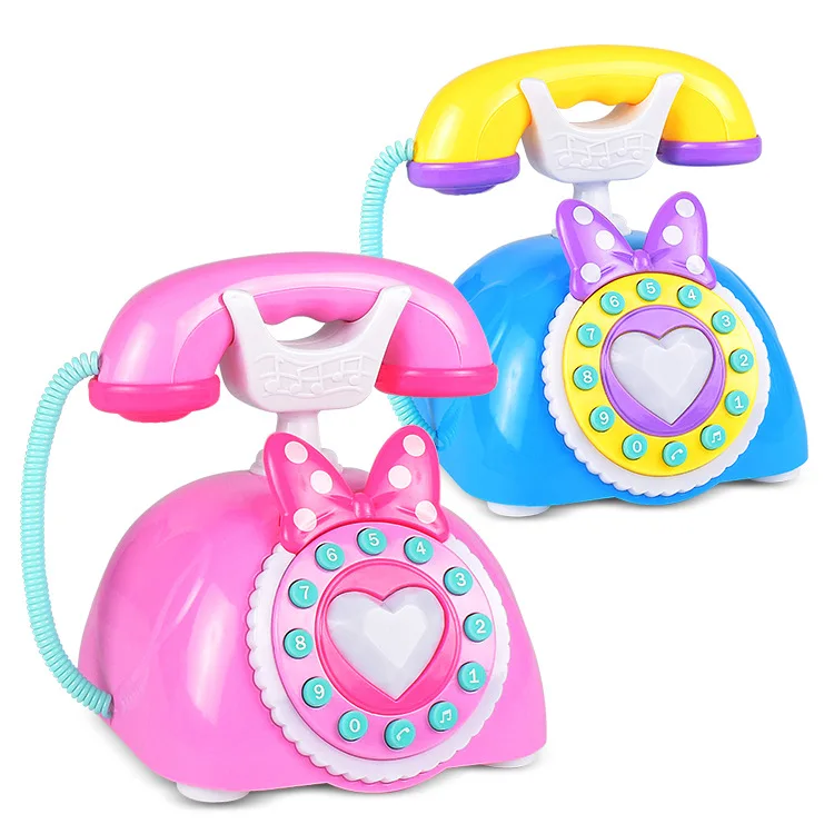 New Candy Color Princess Musical Telephone Toys English And Chinese Early Learning Puzzle Telephone Landline Retro Toys Gifts