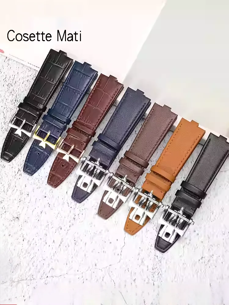 24mm smooth genuine cowhide leather watchband for Vacheron Constantin Overseas 4500V 5500V 7900V watchstrap replacement bracelet