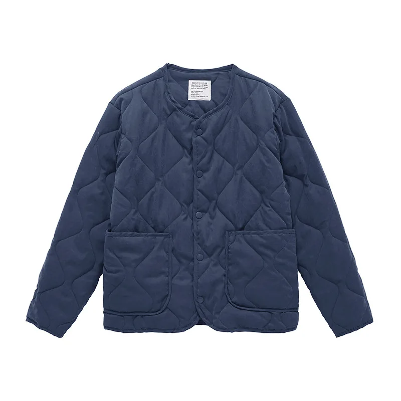 Winter American Retro Cotton-Padded Men's M65 Liner Jacket Workwear Quilted Collarless Diamond-Pattern Cotton Coat Outerwear