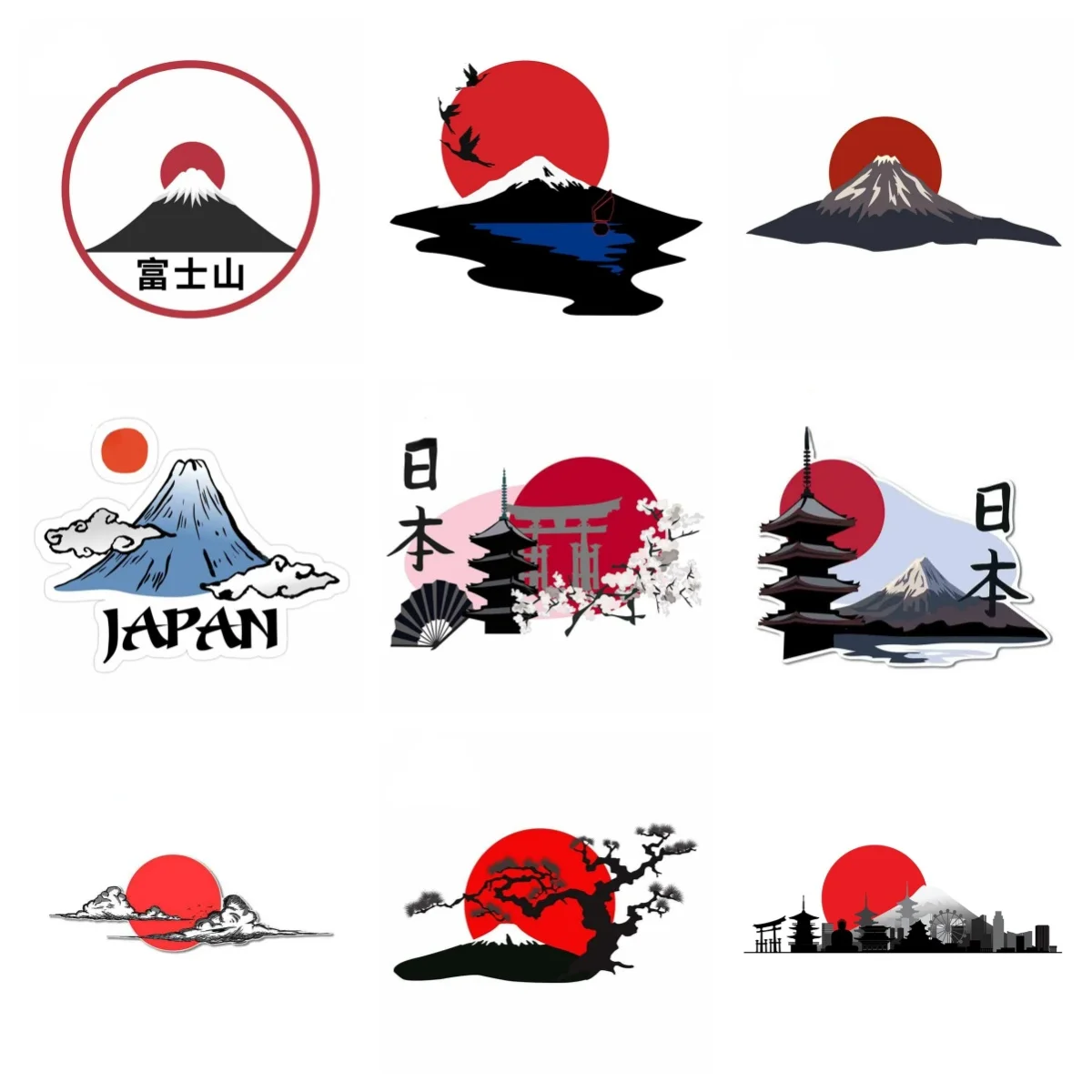 

Creative Japanese Landscape Silhouette Car Sticker for Bicycle Motorcycle Laptop Helmet Trunk Wall Vinyl Decals Decoration