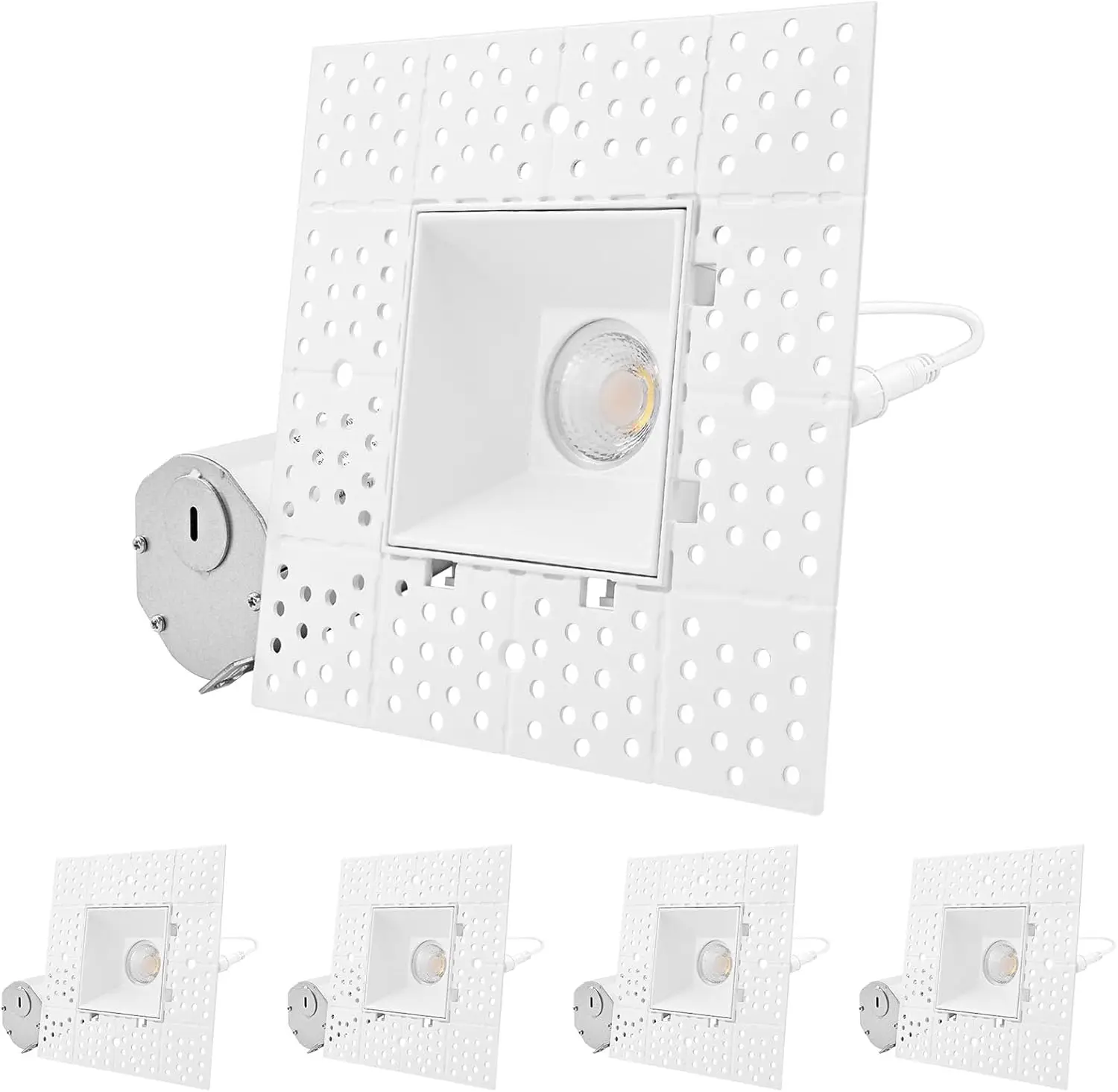 2 Inch Square Trimless LED Recessed Light, 5CCT Selectable 2700K-5000K, Interlocking Module, 8W, 600LM, Dimmable Ceiling Spotlig