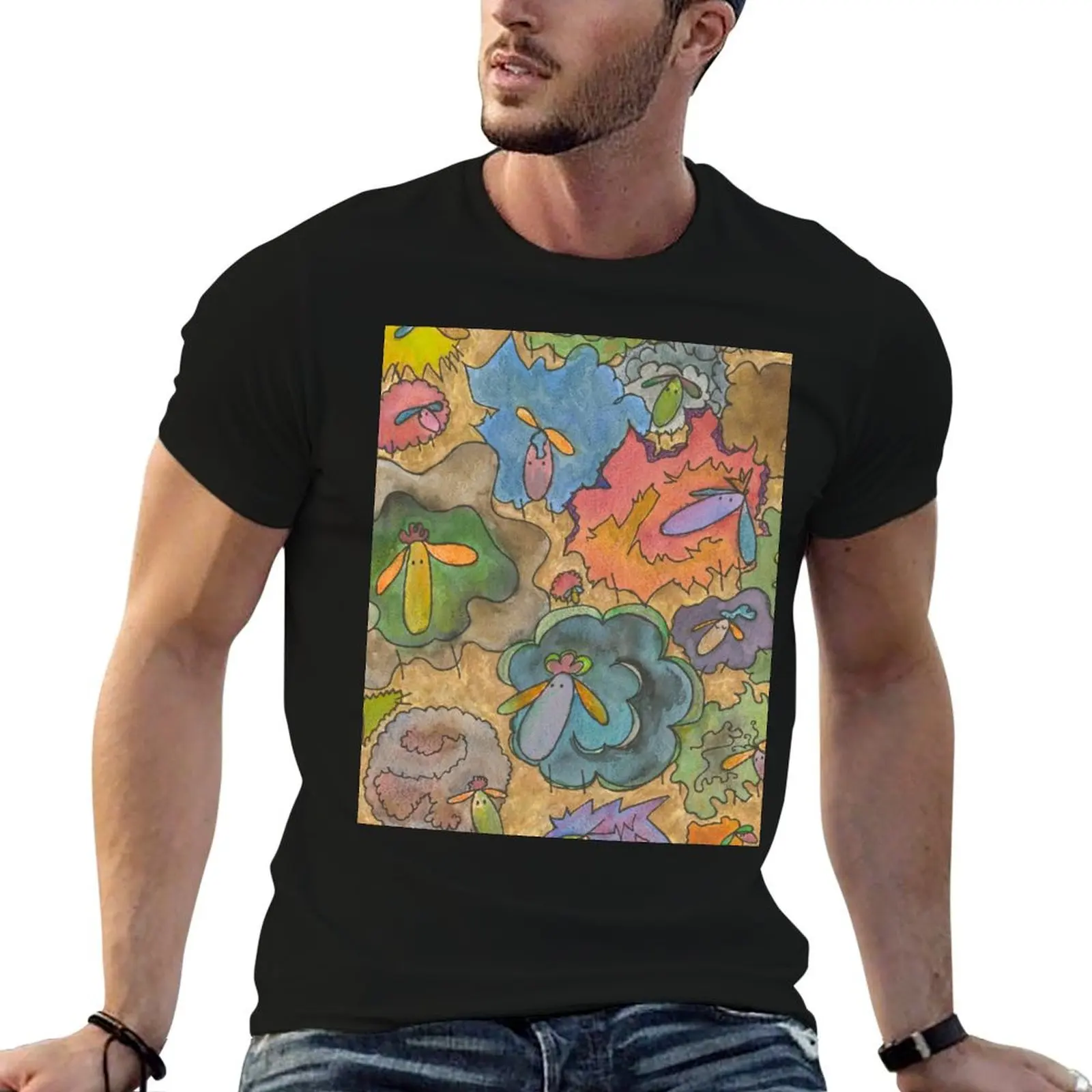 Art Yarn Spinners' Flock T-Shirt Active Wear Sports T-Shirt for Men