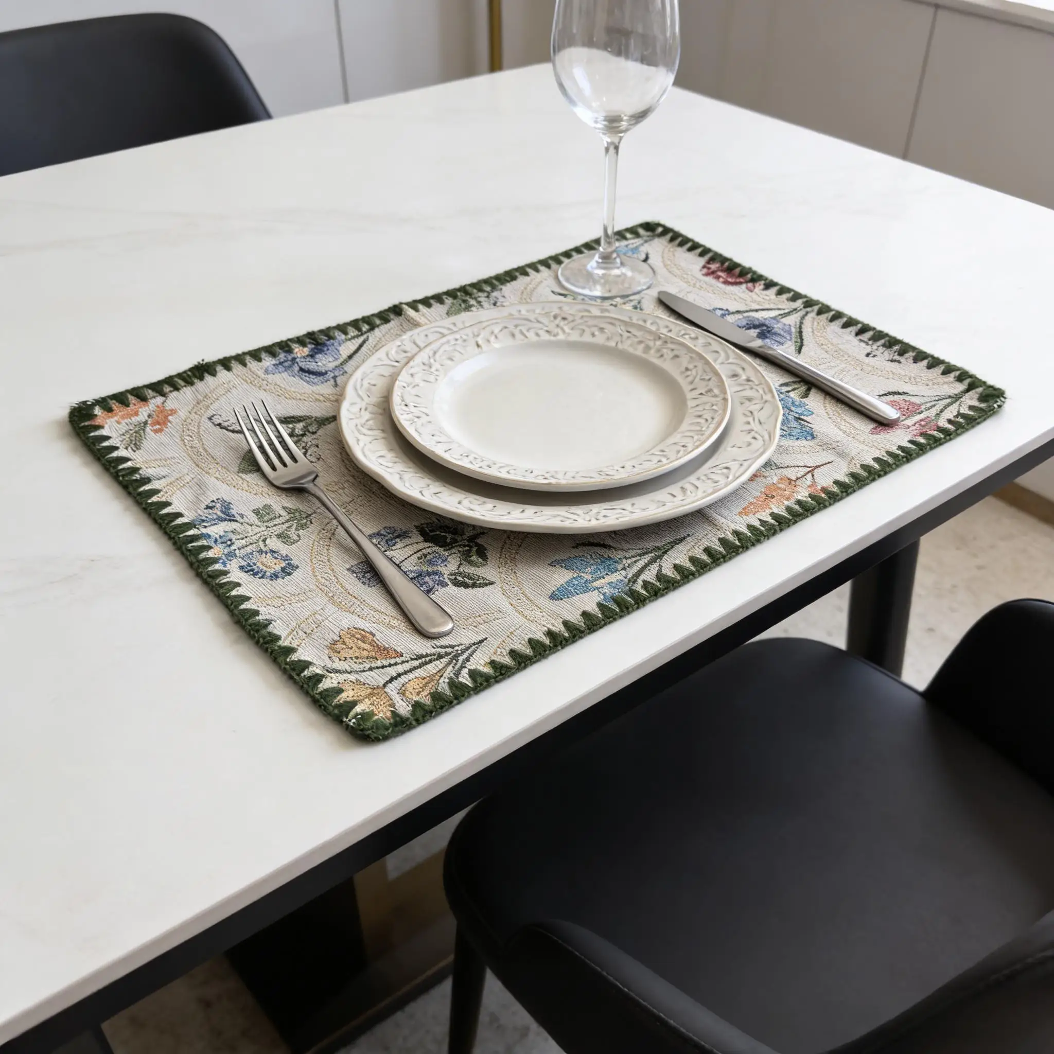 Washable CottonTable Mats for Dining Table Cotton Linen Placemats Cloth Place Mats for Farmhouse Kitchen Tabletop 12 x 18 Inch