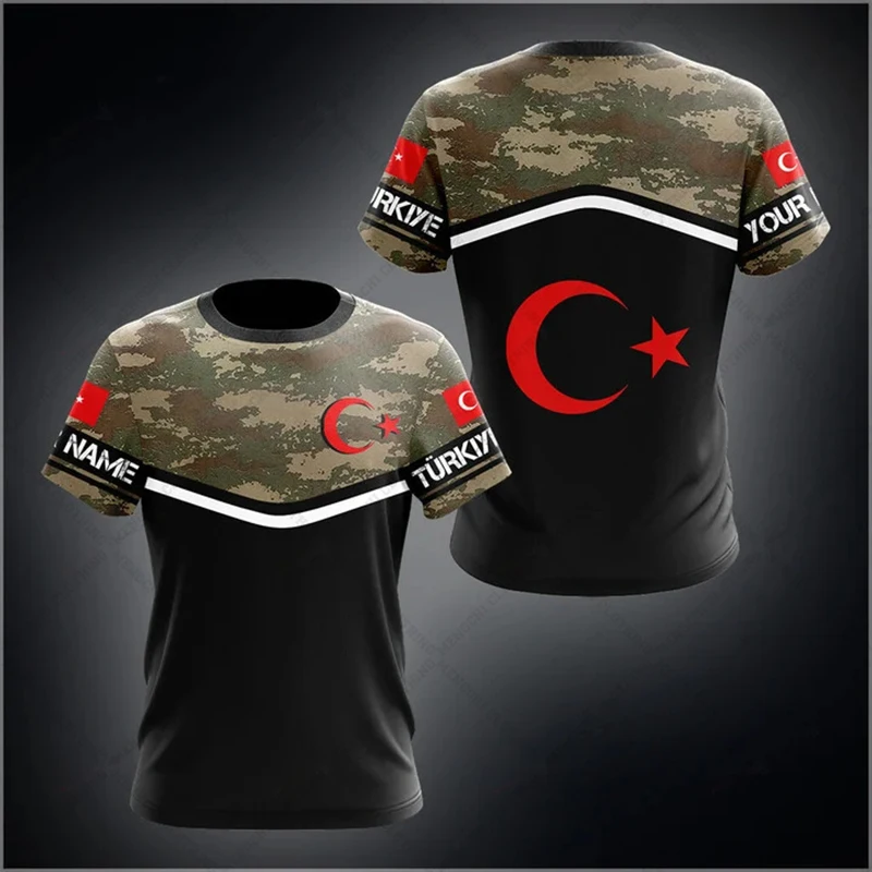 Customize Turkey Camouflage Tees Summer Casual Short Sleeves Tops Men's Fashion Sportswear Boys Loose Oversized Daily T-shirts