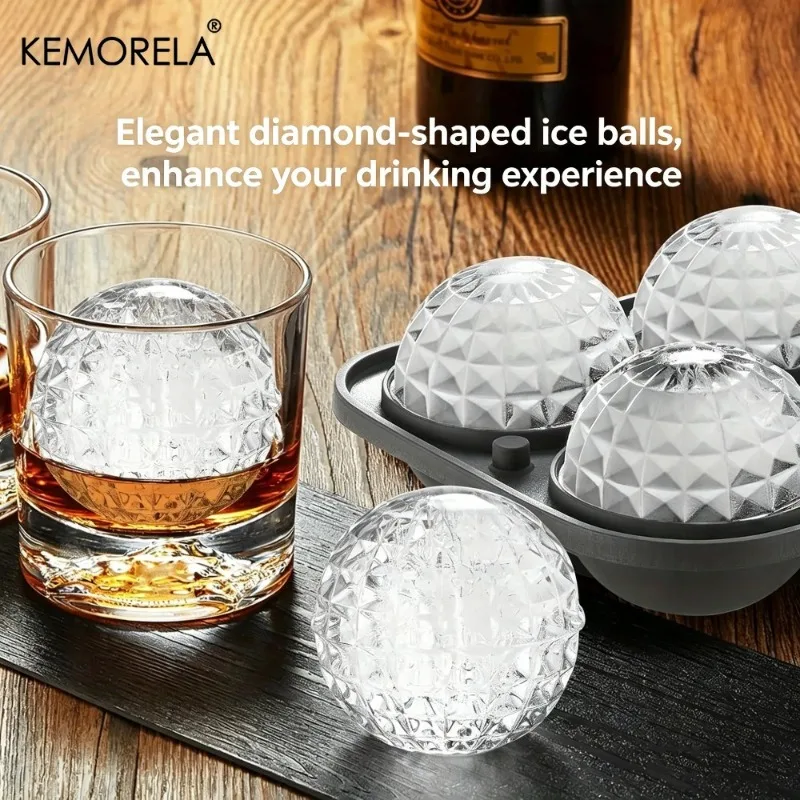 3D Silikon Kristall Kugelförmige Eiswürfelform mit Trichter Kugelförmige Silikon Eiswürfelform für Cocktail Whiskey Getränke Brandy