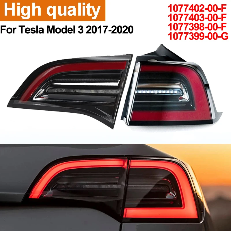 NEW Car Rear Warming Brake Lamp Rear Tail Lamp For Tesla Model 3 2017-2020 Flat Light Rear Lamp 1077402 1077403 1077398 1077399