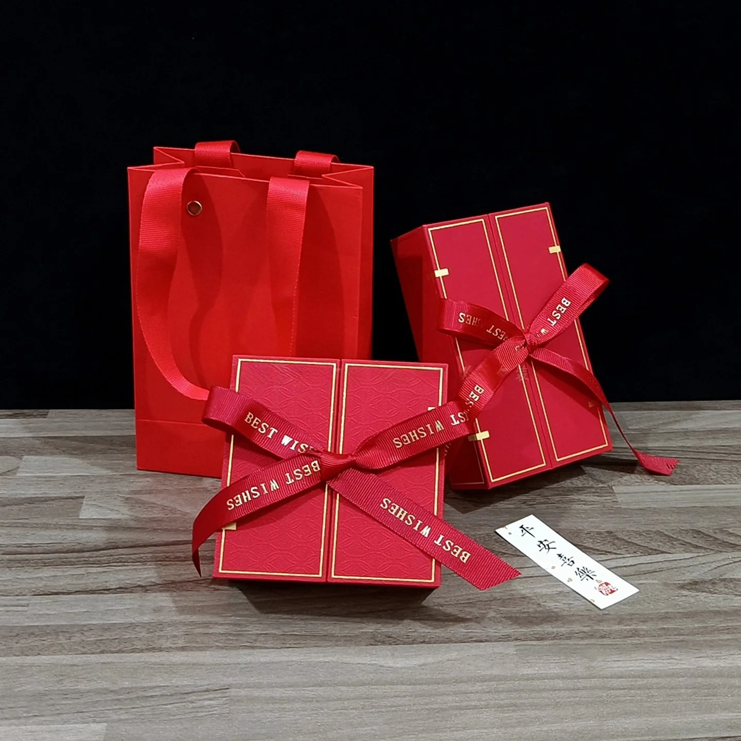 Retro Red Gift Box High End  Knot Baby Bracelet Longevity Lock Necklace Jewelry Storage Packaging Rectangular Shape