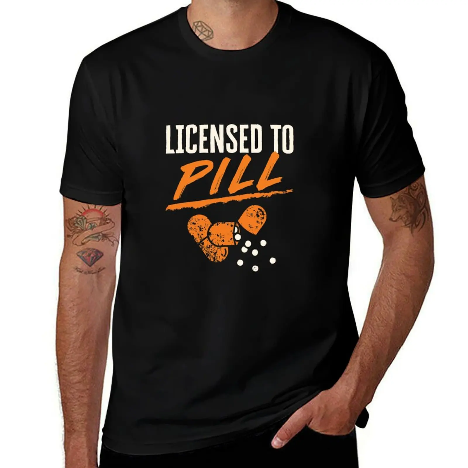 

Funny Pharmacist License to Pill T-Shirt Anime t-shirt luxury designer vintage graphic tee new edition mens graphic t-shirts