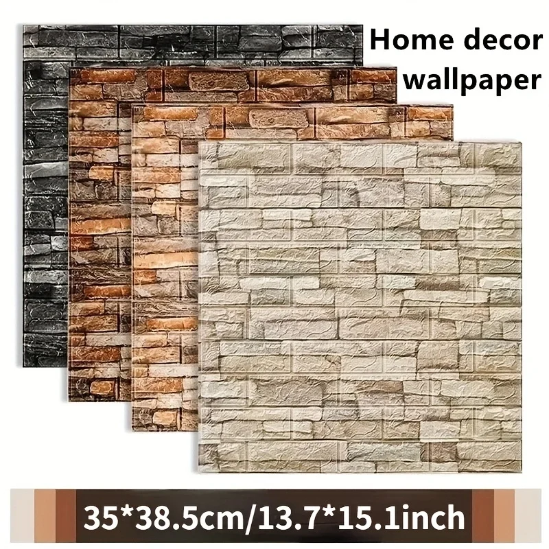 

35*38.5cm 3D Wall Sticker Self Adhesive Panel Living Room Background Brick Waterproof Wallpapers Mural Bedroom DIY Decorative