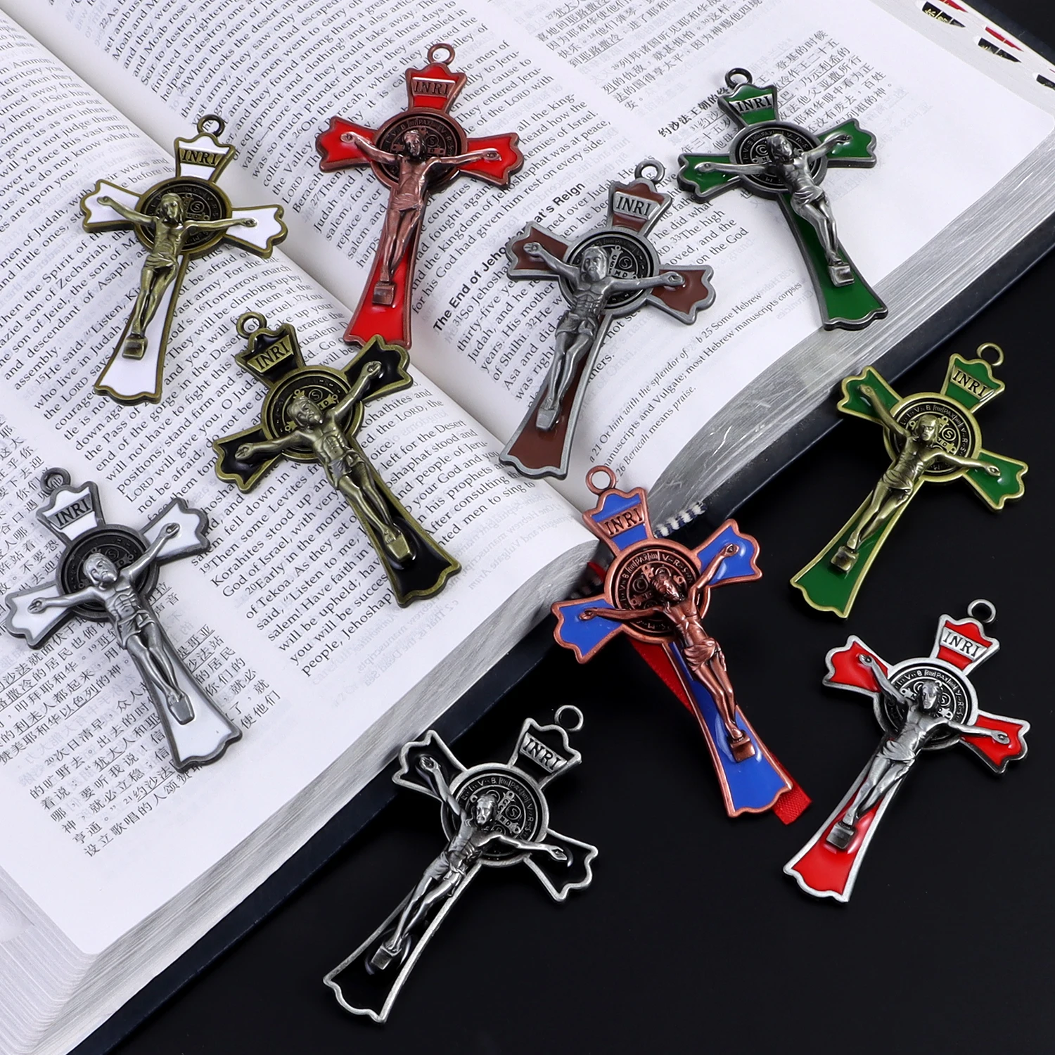 صليب سانت بنديكت متعدد الأنماط، قلادة يسوع المسيح، لوازم تزيين الصلاة الدينية