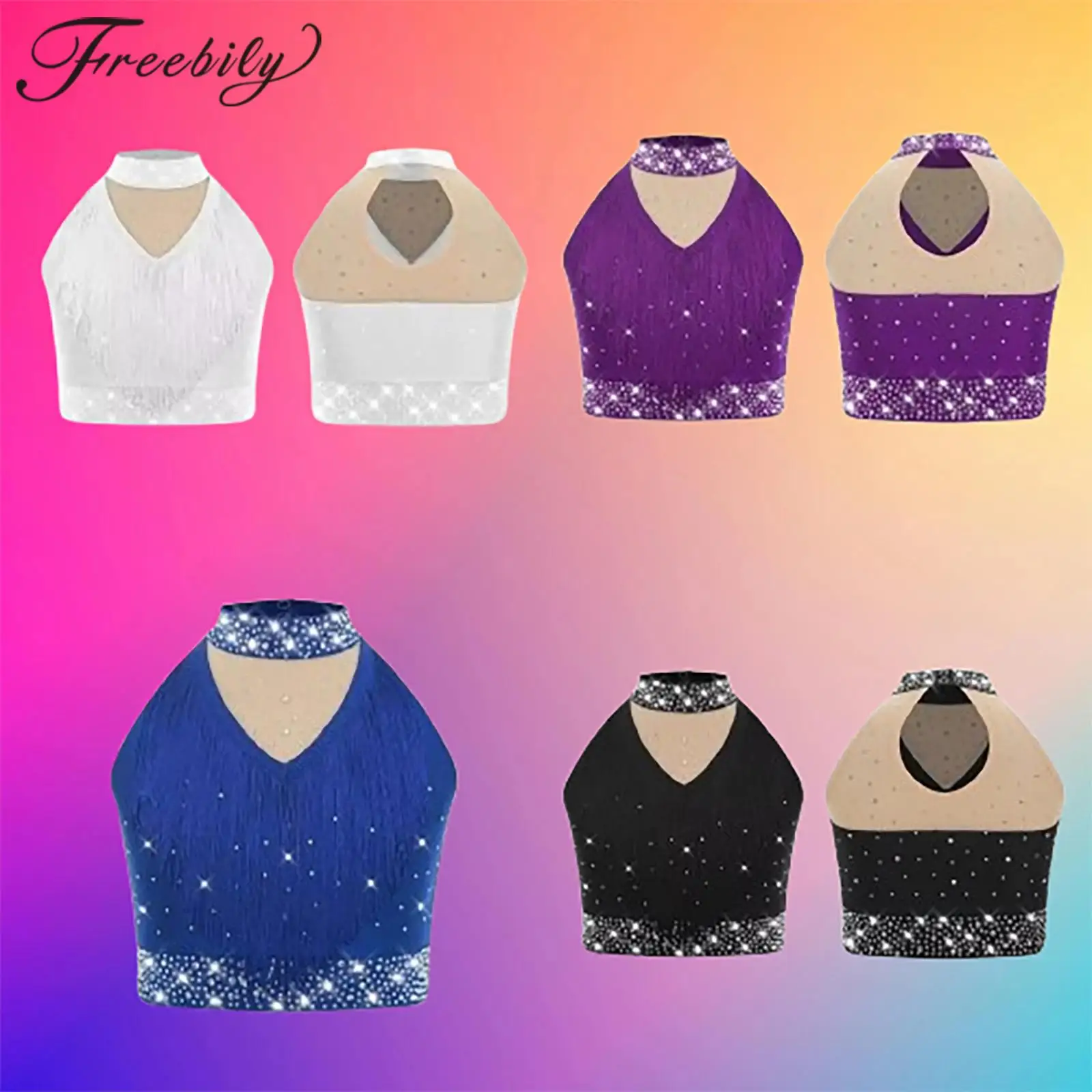 

Children Sleeveless Vest Girls Latin Dance Tops Tassel Kid Fringed Tank Crop Tops Summer Dancewear Performance Sparkly Costume