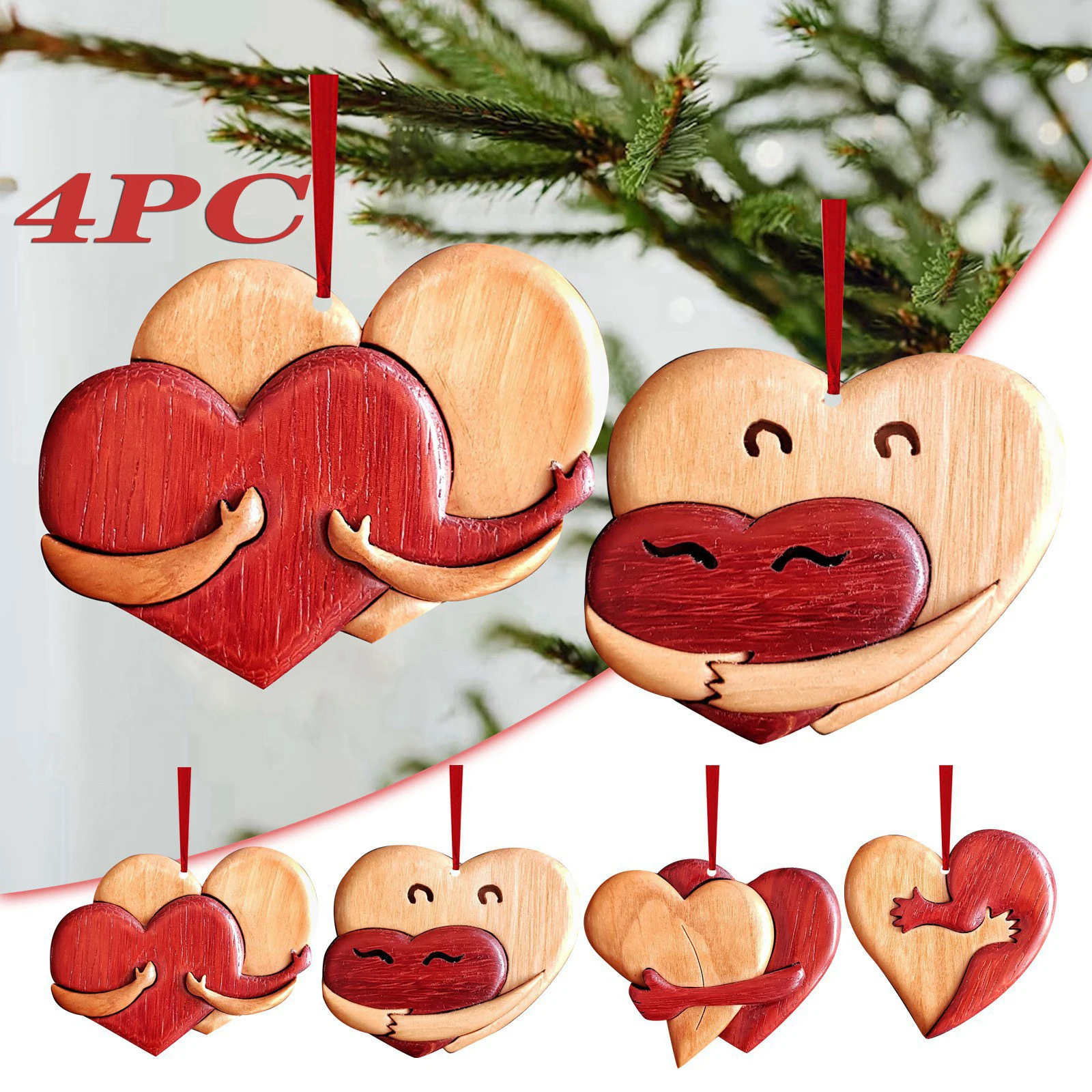 

Valentine's Day Love Heart Pendant Wedding Decorations love Crafts Hanging Ornaments Happy Love Heart Wooden Puzzle Best Gifts