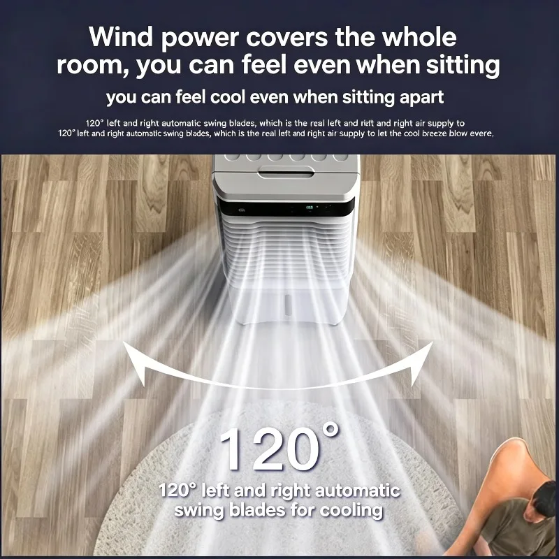 Electric Home Use Evaporative Air Cooler with 50L Large Water Tank Portable Remote Control 3-Speed Metal Construction