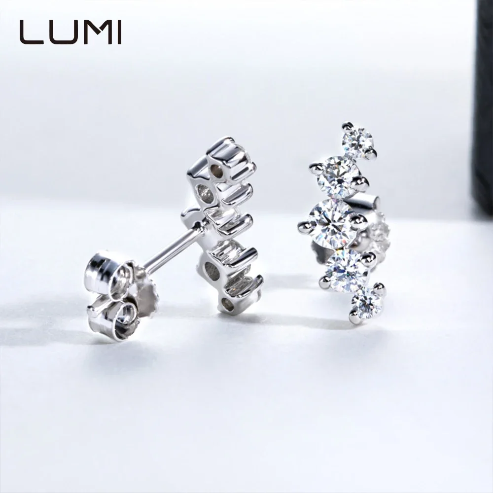 قوس على شكل خمسة أحجار 925 أقراط فضية 2-3 مللي متر مويسانيتي فريد جميل الزفاف الذكرى الأذن هوب للجنسين هدية #3