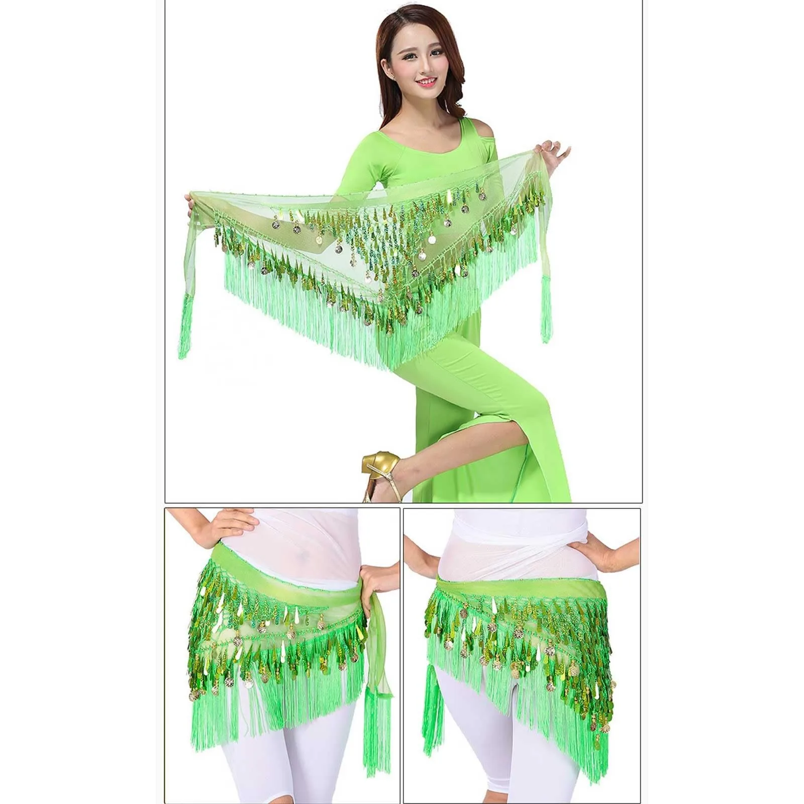 المرأة الرقص الشرقي كرنفال عالية الخصر وشاح الخصر مثير مطرزة الخصر مثلث وشاح المألوف ميدي تنورة الزينة #5