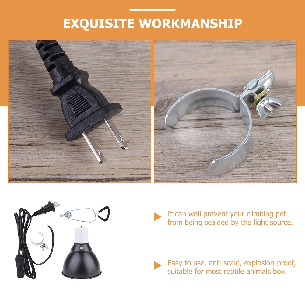 

Aliuminum Reptile Lamp Fixture Heat Resistant Light Cover Anti-Scald Explosion-Proof 110V Us Plug For Pet Climbing Durable
