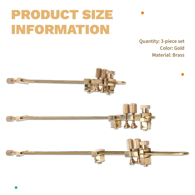 

A89E-3PCS Luthier Brass Clamps For Violin Crack Repair And Seam Debugging, Essential Middle Seam Tools