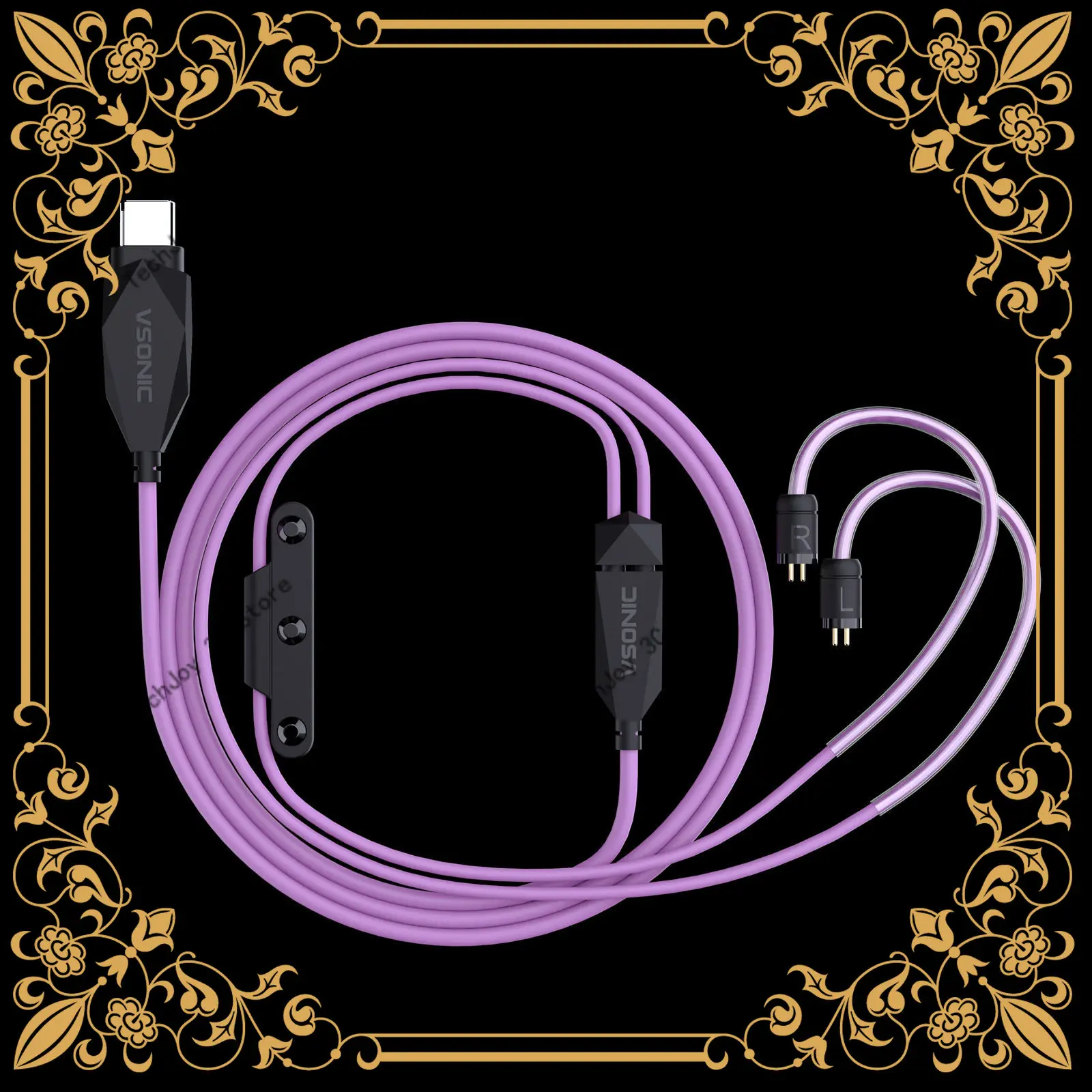Los auriculares de alta gama VSONIC con revestimiento plateado (con decodificación) se pueden usar con un cable de audio para teléfono o computadora.