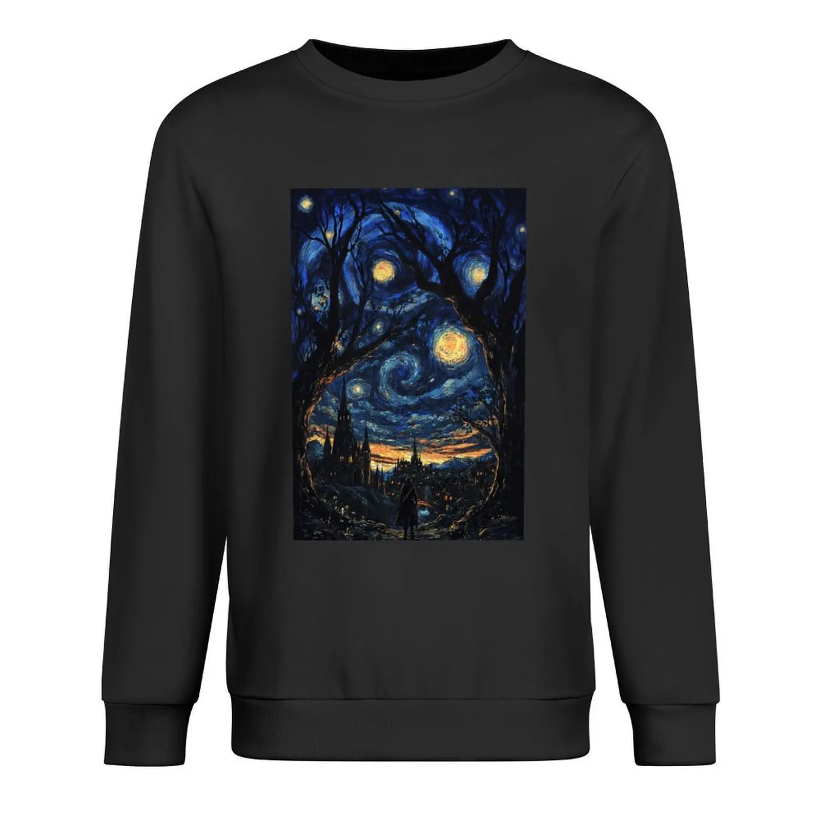 

Scene inspired by the Anime Castlevania and Van Gogh's style of art. Pullover tracksuit autumn clothes hooded sweatshirt