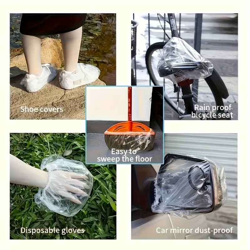 200 Stück Einweg-Schuhüberzüge aus Kunststoff, wasserdichte, staubdichte Stiefelüberzüge für Zuhause, Reinigung, regnerische Tage und Baustellen – Detail 3