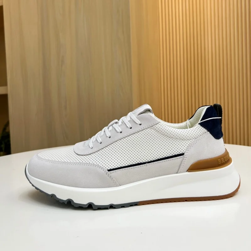 2026 cowhide velvet paired with perforated breathable cowhide leather classic casual sports men's shoes
