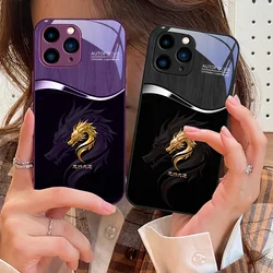 Wood grain dragon for iPhone 15 Pro 14 13 12 Mini 11 XS Max XR 7 8 Plu SE 2020 2022 Tempered Glass phone case