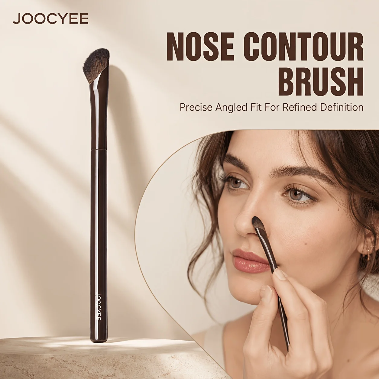 JOOCYEE NOSE CONTOUR BRUSH Angled Precision Makeup Brush Slim Glossy Handle for Nose Sculpting & Seamless Contour Blending