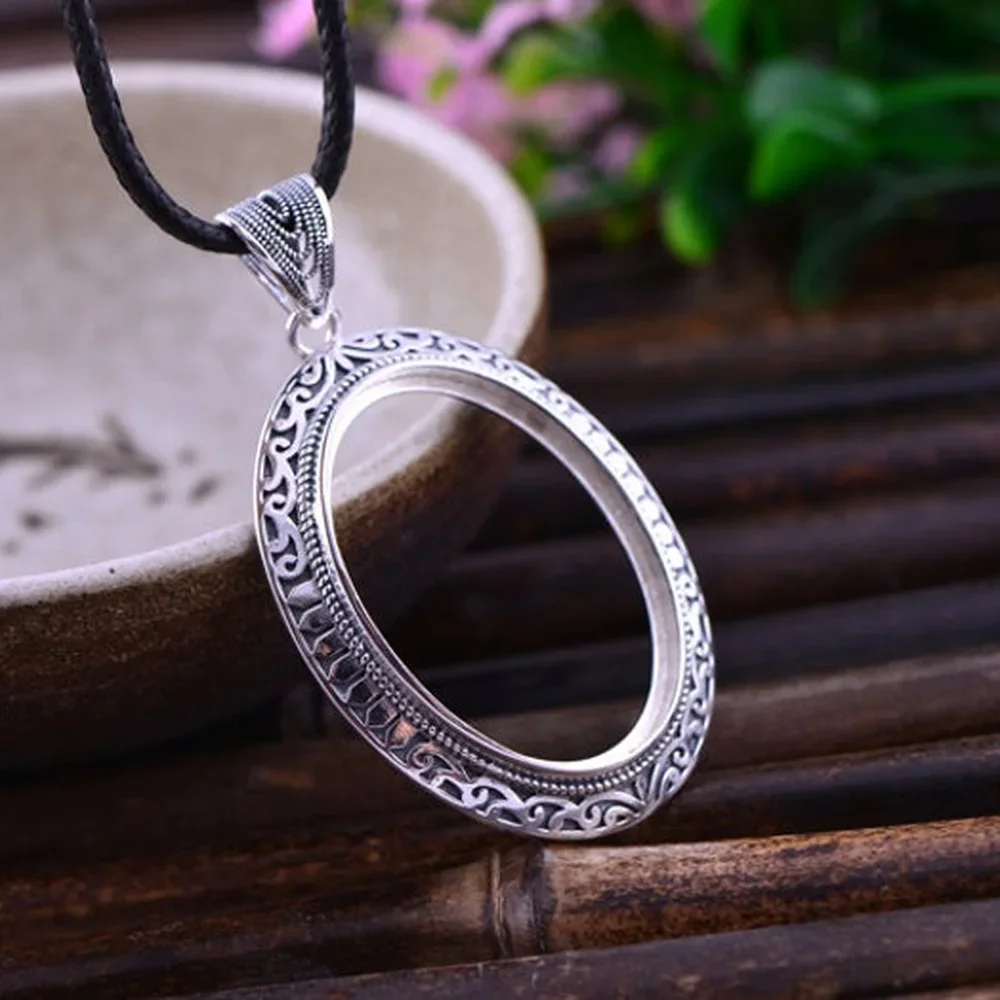 

Thai Sterling Silver Pendant Setting Big Size Oval Pendant Blank (25x35mm Oval Blank)