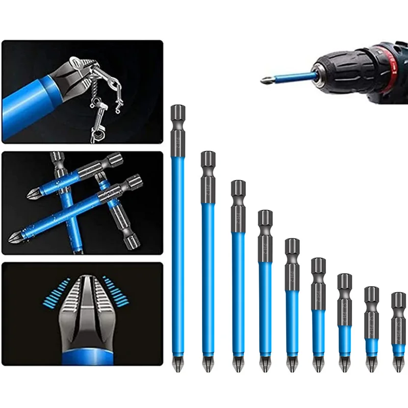 Anti Non-slip Magnetic Screwdriver Bit 9255 Alloy Steel Screwdriver Bits Hand Tools Electric Hex Shank PH1/PH2/PH3/PZ1/PZ2/PZ3