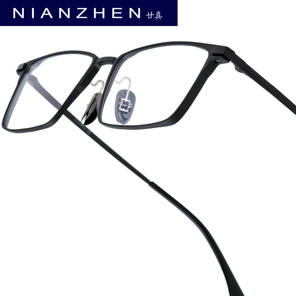 NIANZHEN Aluminum Titanium Glasses Frame Men Square Brand Design Eyeglasses Ultralight-Weight Retro Spectacles Eyewear 8003