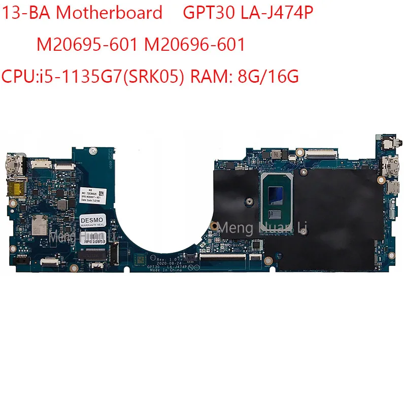 

13-BA Motherboard GPT30 LA-J474P M20695-601 M20696-601 For HP Envy 13-BA Laptop CPU:i5-1135G7 RAM:8G/16G 100%Test OK