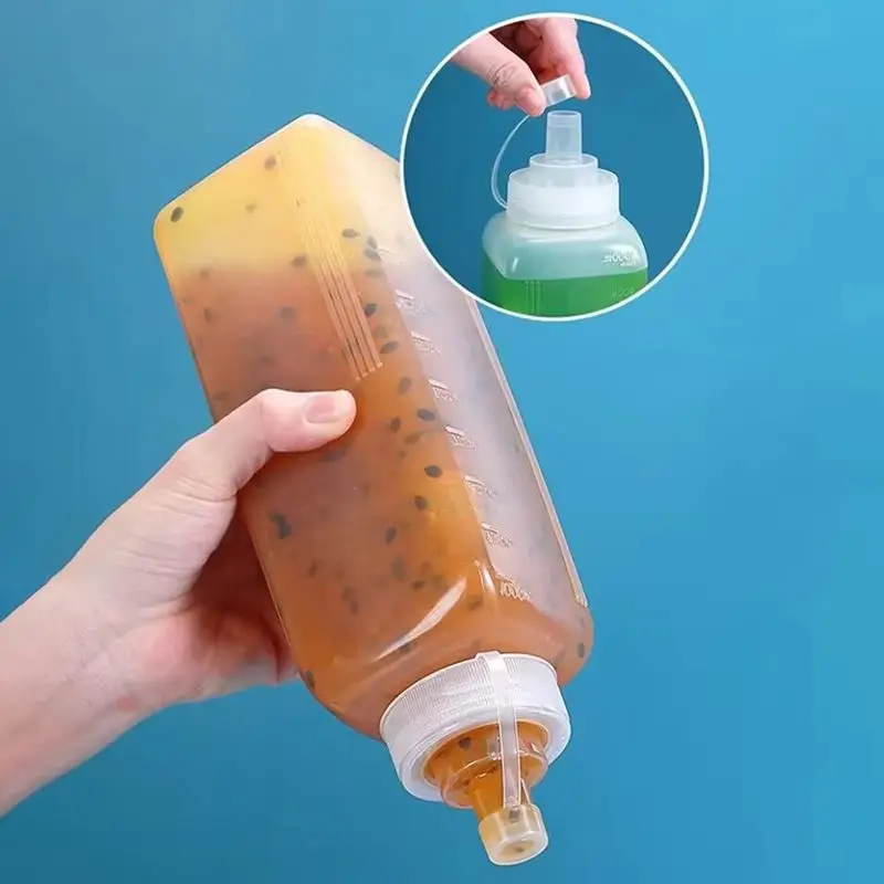 

600/800/1000ML Squeeze Sauce Bottles Condiment Dispenser Large Mouth Dustproof Kitchen Seasoning Salad Sauce Olive Oil Bottle