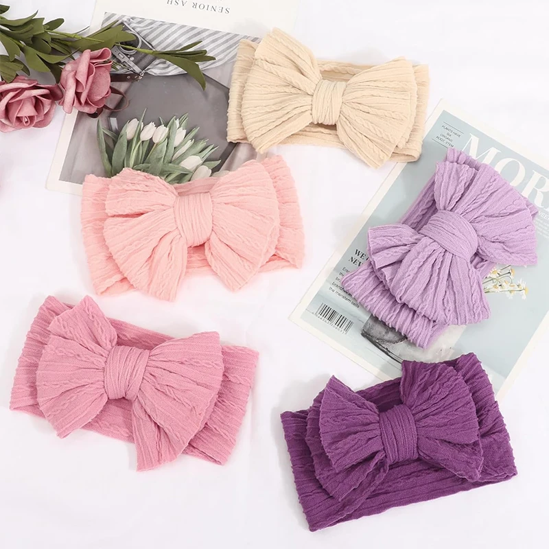 

5pcs Girl Baby Headbands Soft Stretchy Nylon Hair Bands Baby Bows for Newborn Infant Baby Toddler Girls Accessories