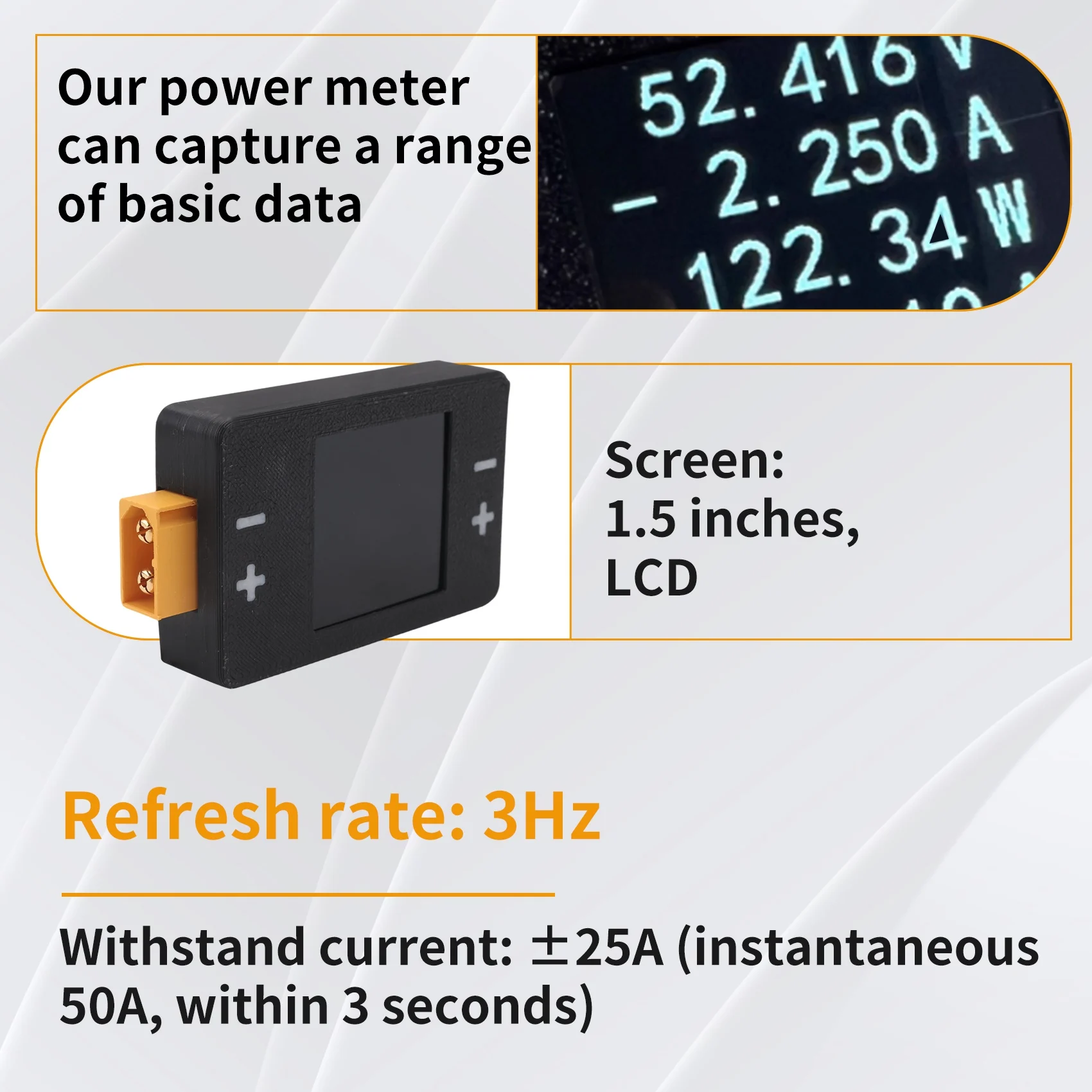 DTA6 XT60 8-150V Power Meter, DC Voltage Current Power Analyzer for RC Lipo Battery, Aircraft Model Battery Tester