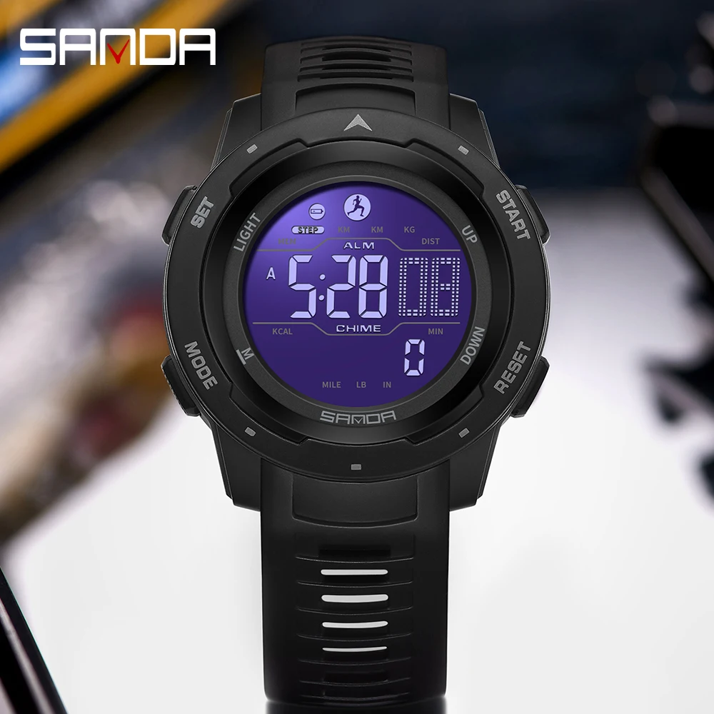 Sanda 2145 Calorie Pedometer Alarm Clock Waterproof Multifunctional Mountaineering Sports Watch