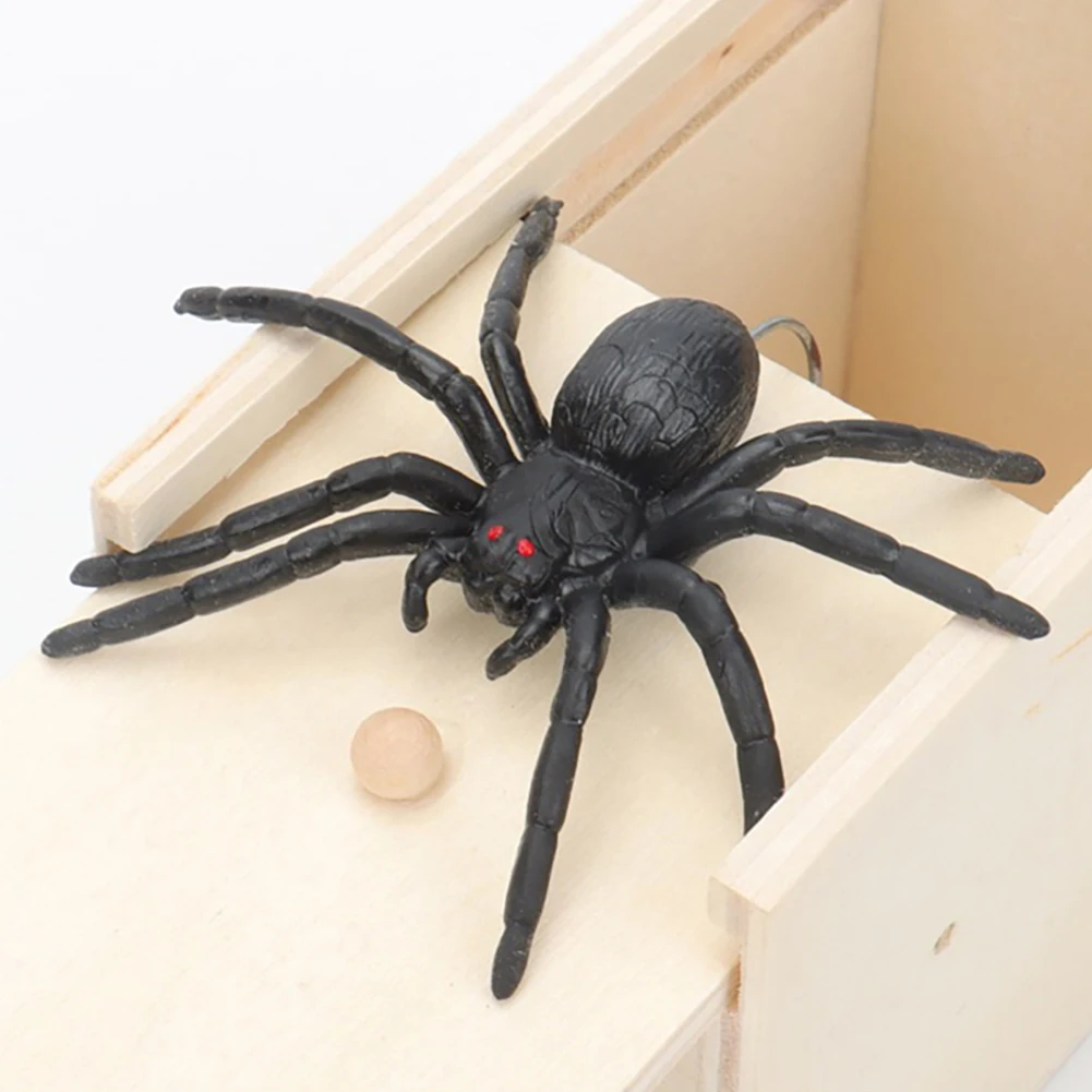العنكبوت صندوق خشبي المزحة لعبة مذهلة قابلة لإعادة الاستخدام القفز تخويف لعبة مضحك تخويف لعبة غير سامة الدعائم الطرف للبالغين الاطفال هدية #5