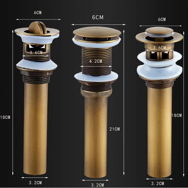 European-style antique glass basin pop-up drain with flip board, antique-style basin drain