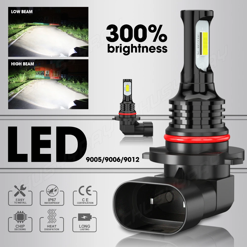 CHUSYYRAY 2PCS Car lights H7 H4 9005/9006/9012 9007 9008 Super Bright LED Headlights High Low Beam Fog Light Bulb White 6000K