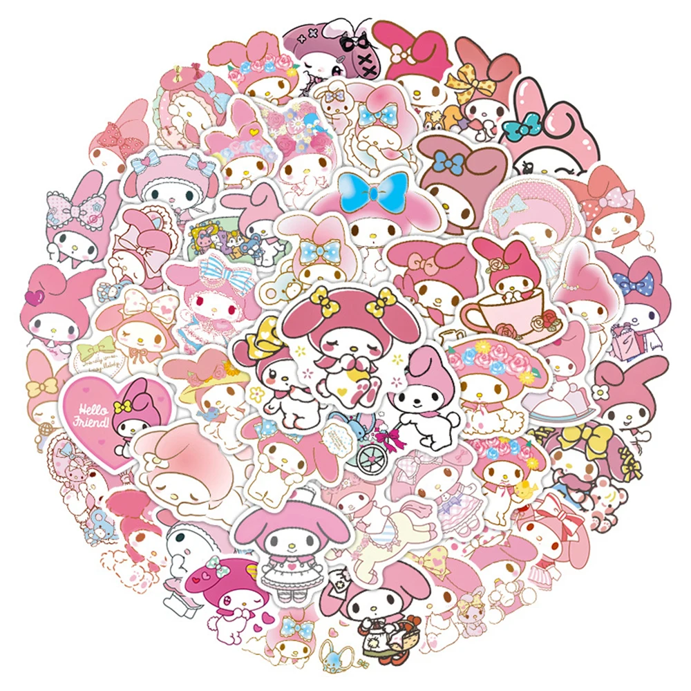 10/30/50pcs Kawaii Pink My Melody Anime Stickers Cute Sanrio Girls Decal Toy Phone Water Bottle Luggage Cartoon Graffiti Sticker