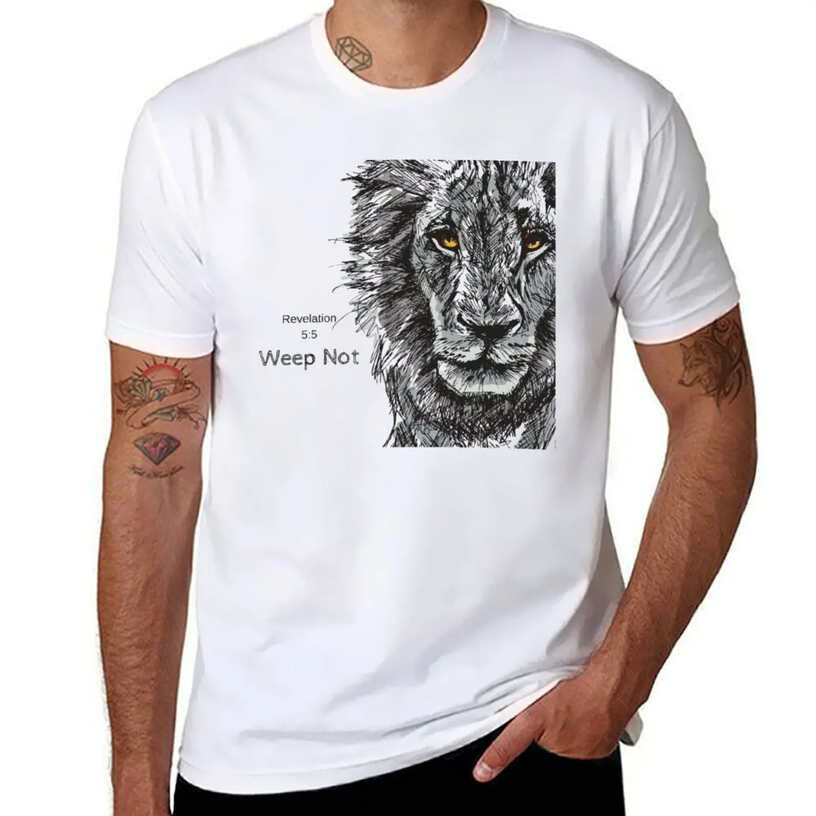 

Lion of Judah Weep Not Revelation 5:5 T-Shirt man t shirt cotton high quality t shirts for man cotton T-Shirt